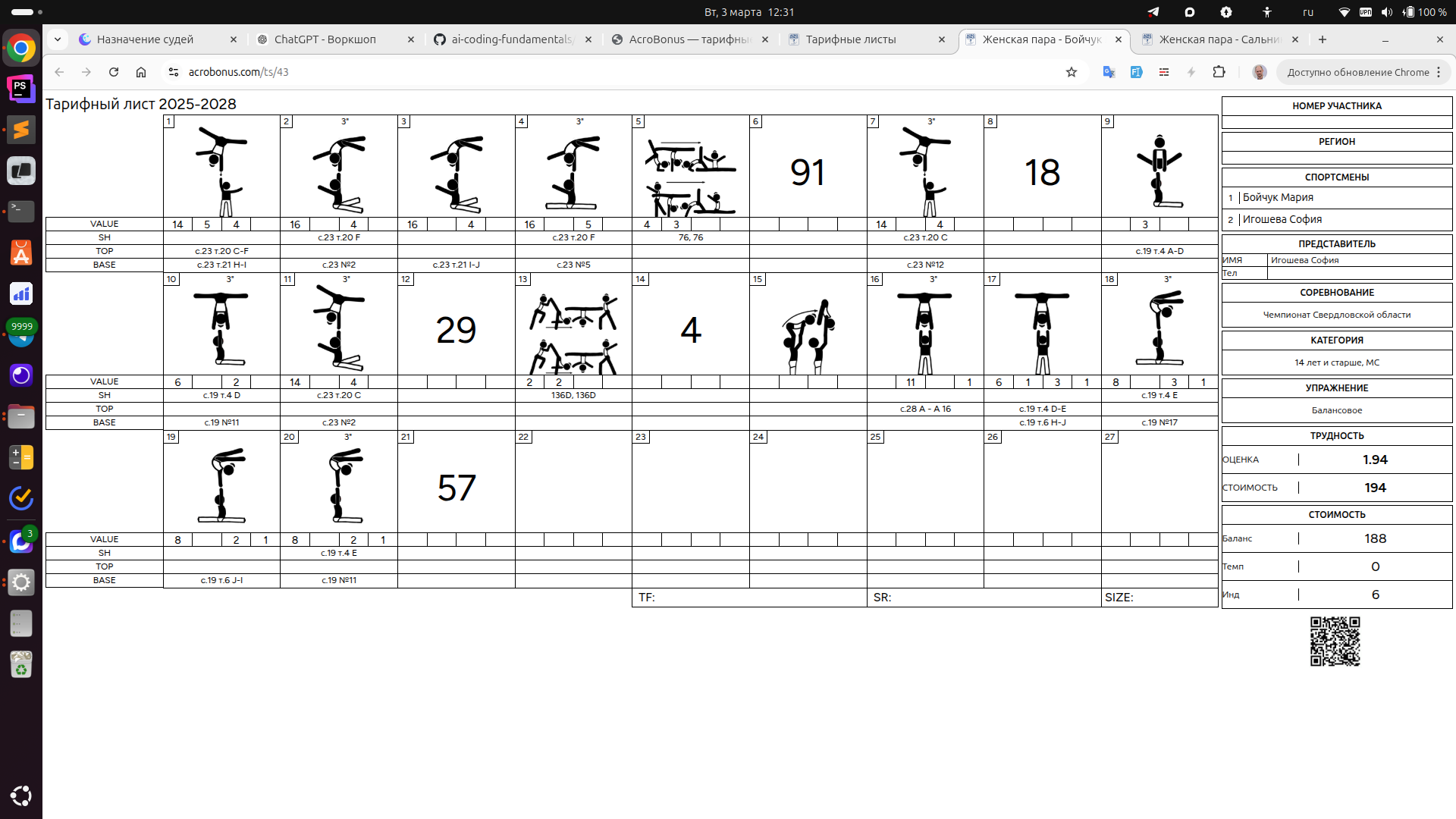 Финальная версия тарифного листа